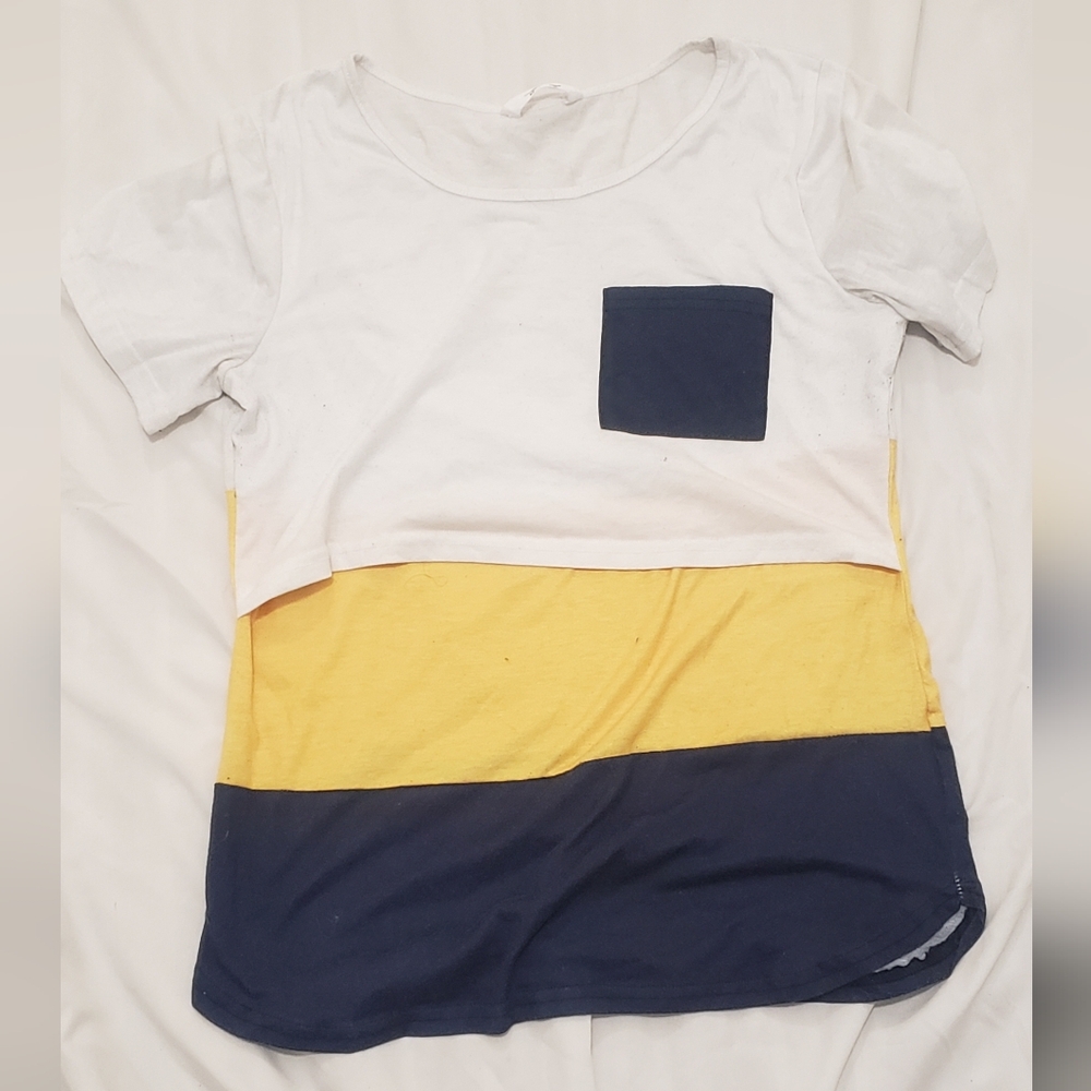 Color Block Short Sleeve Tee with Pocket